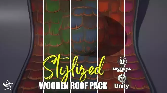 Stylized Wooden Roof Pack Low-poly 3D model
