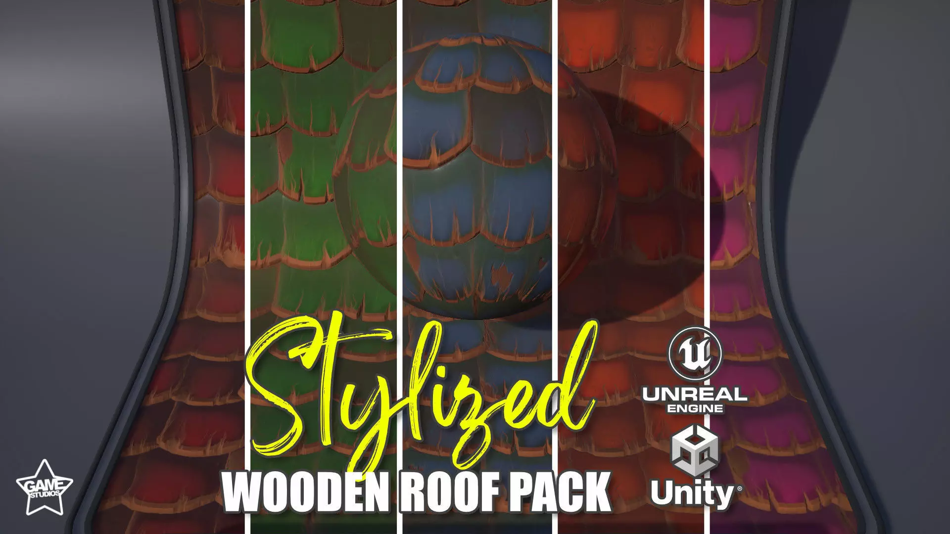 Stylized Wooden Roof Pack Low-poly 3D model_0