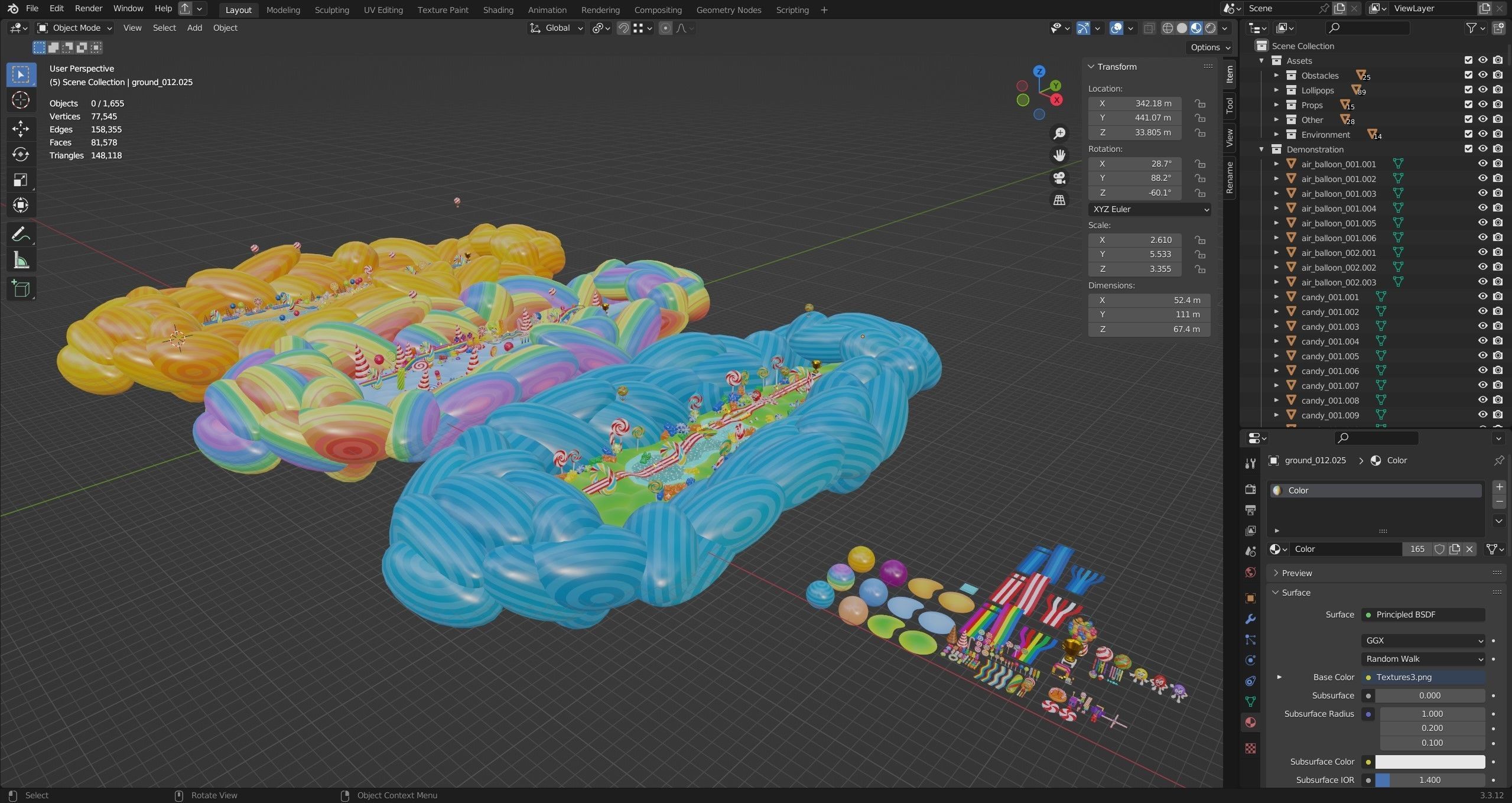 Platformer 4 Candy Low-poly 3D model_65