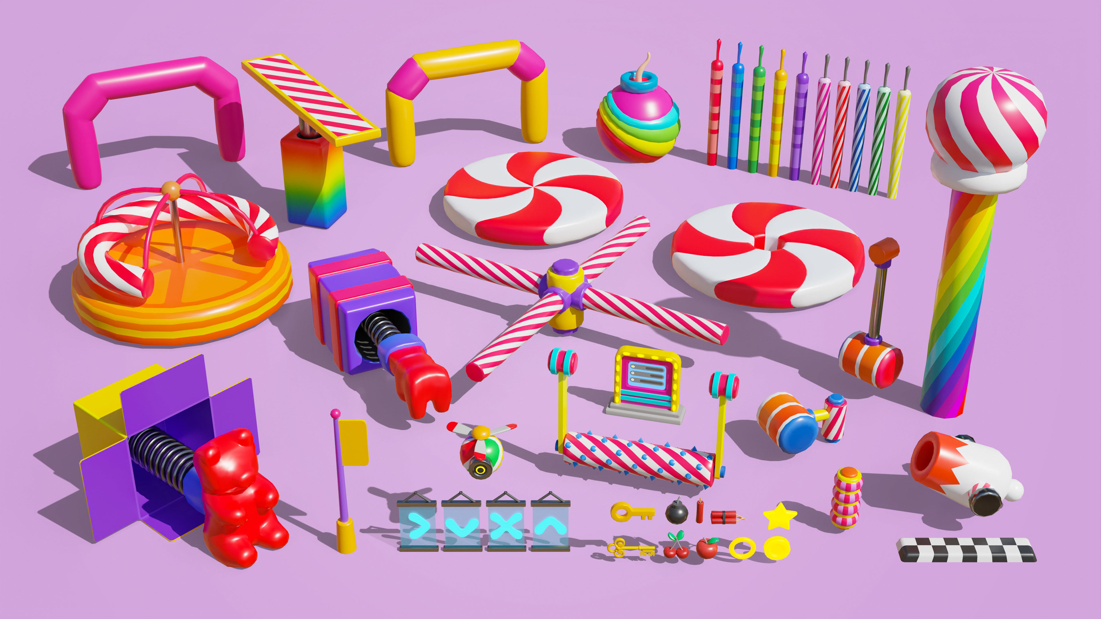 Platformer 4 Candy Low-poly 3D model_58