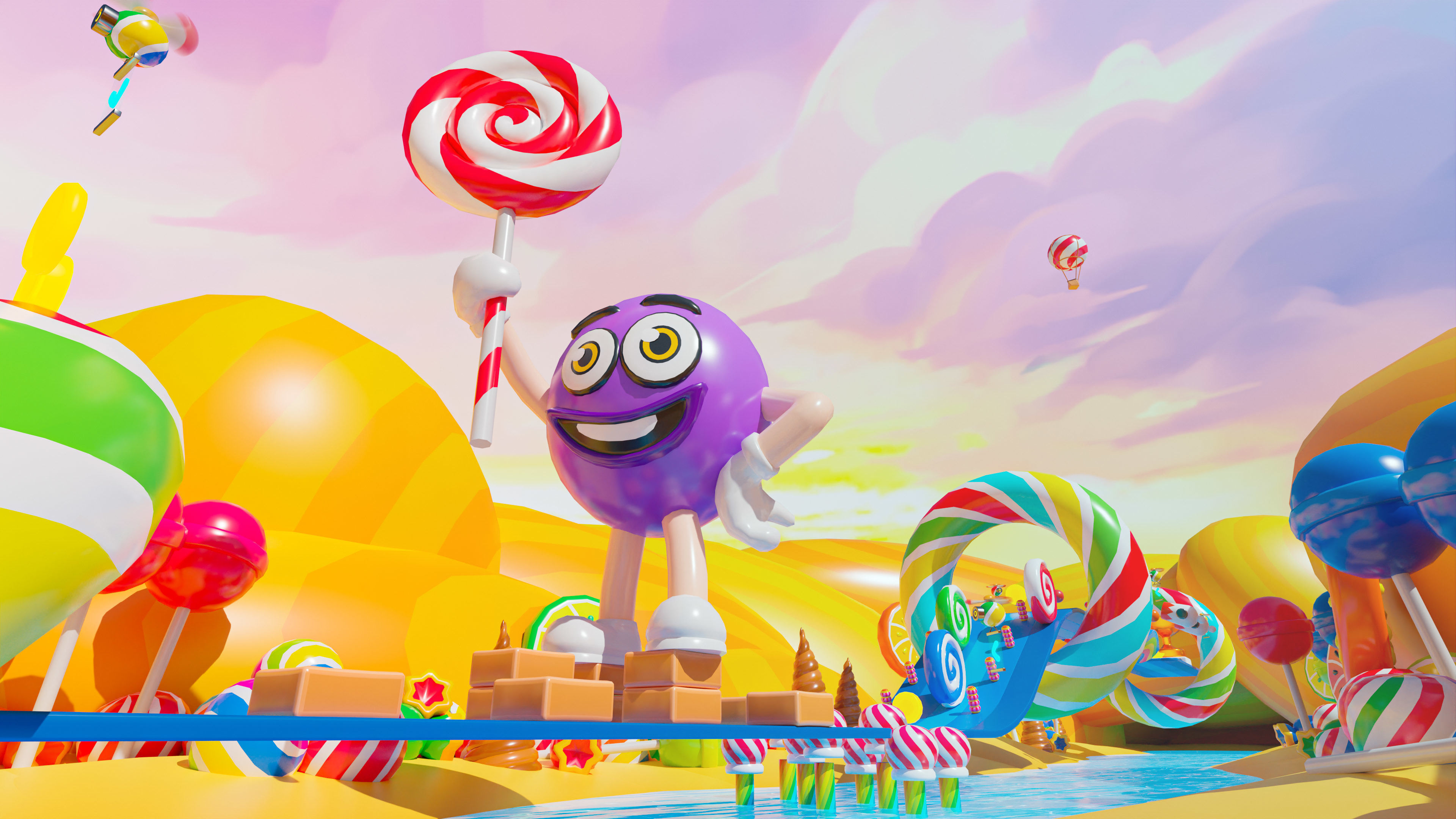 Platformer 4 Candy Low-poly 3D model_7