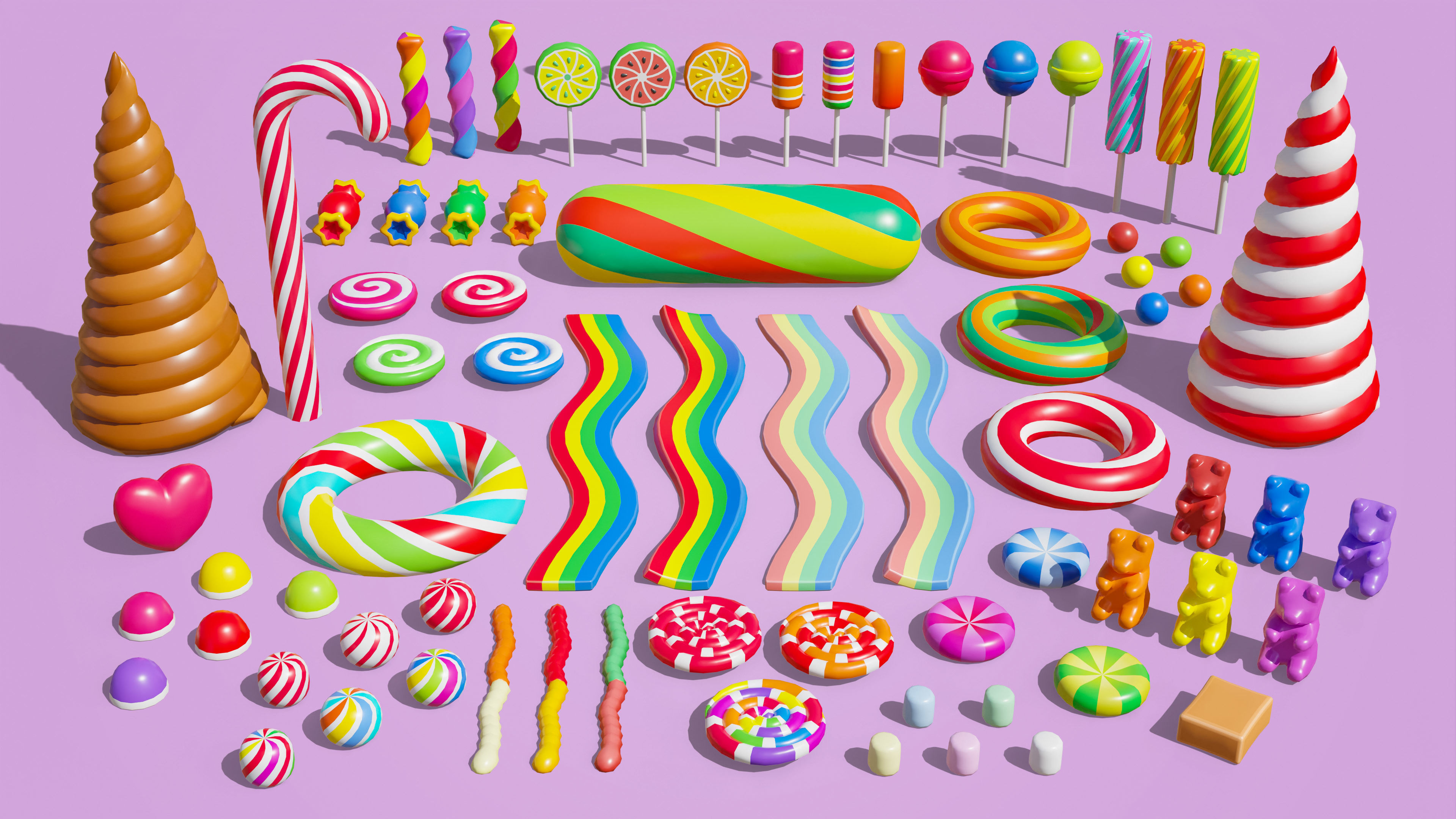 Platformer 4 Candy Low-poly 3D model_60