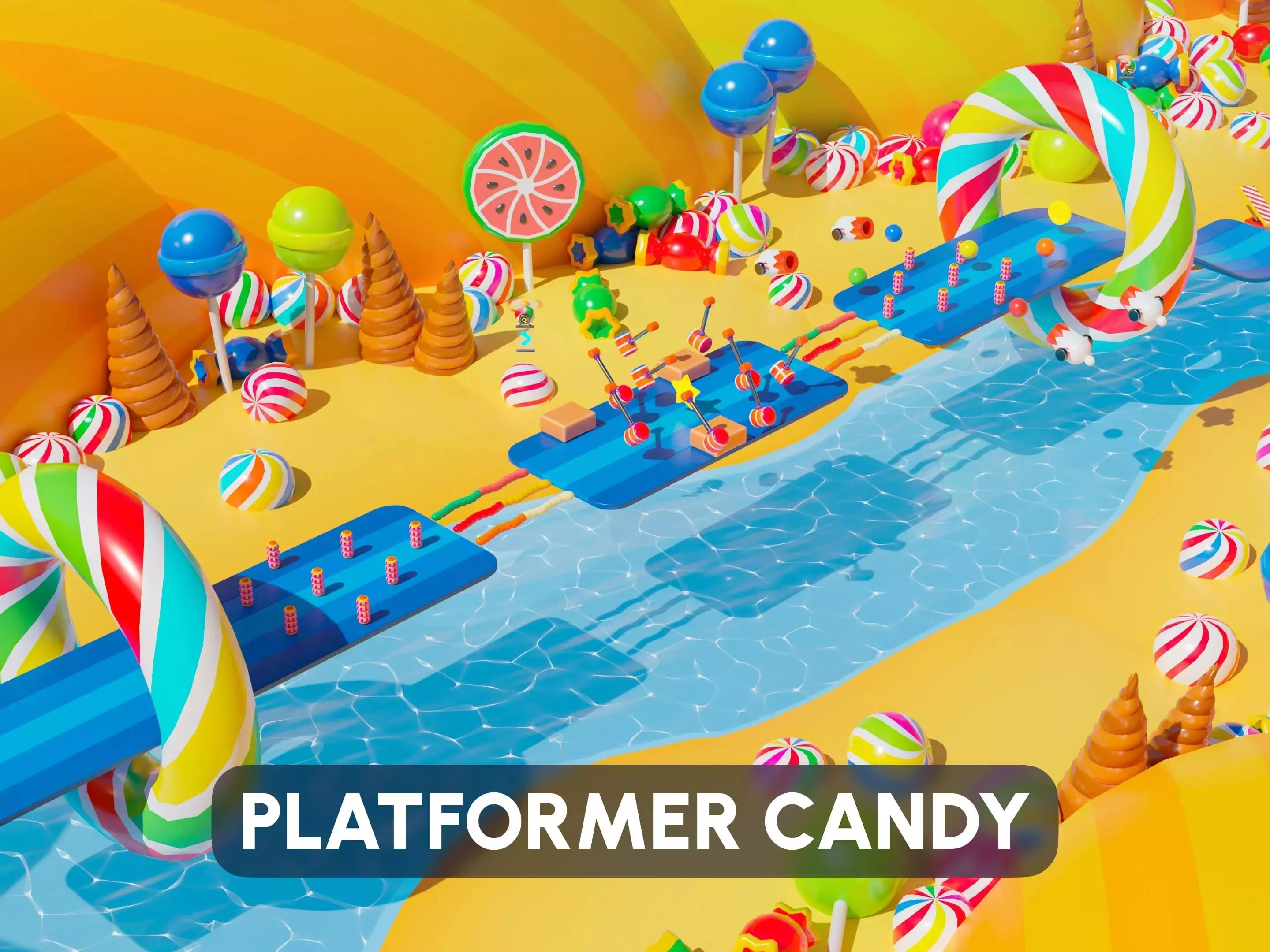 Platformer 4 Candy Low-poly 3D model_0