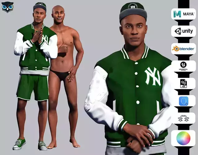 Marcus -Streetwear Enthusiast 3D Character with Modern Outfit Low-poly 3D model