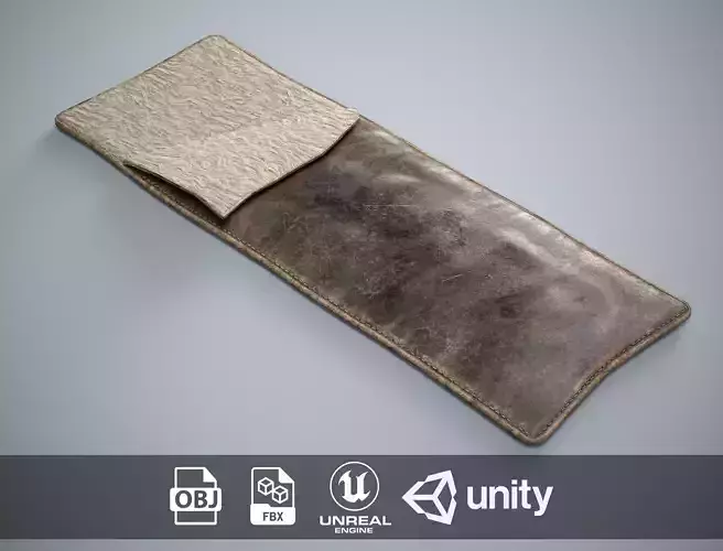 Medieval Sleeping Bag - Leather and Fur Low-poly 3D model