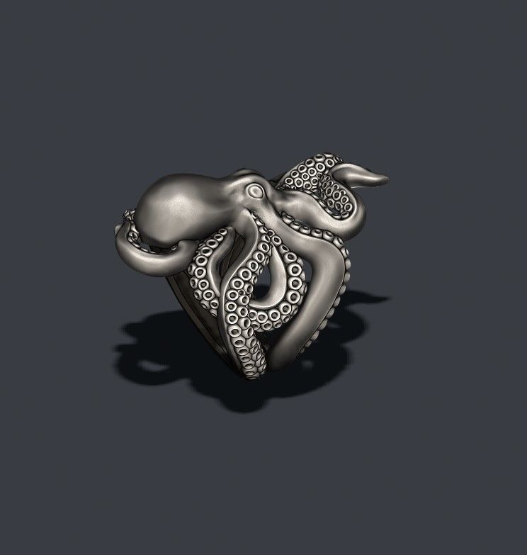 Octopus ring 3D print model_5