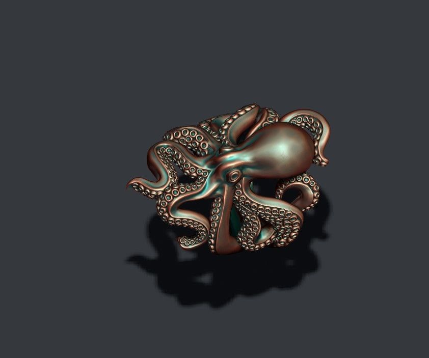 Octopus ring 3D print model_6