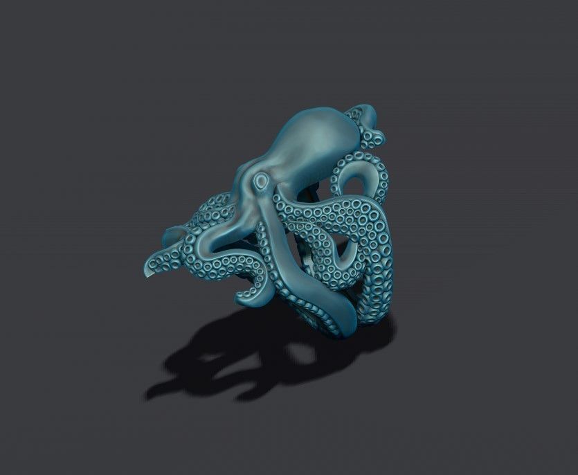 Octopus ring 3D print model_2