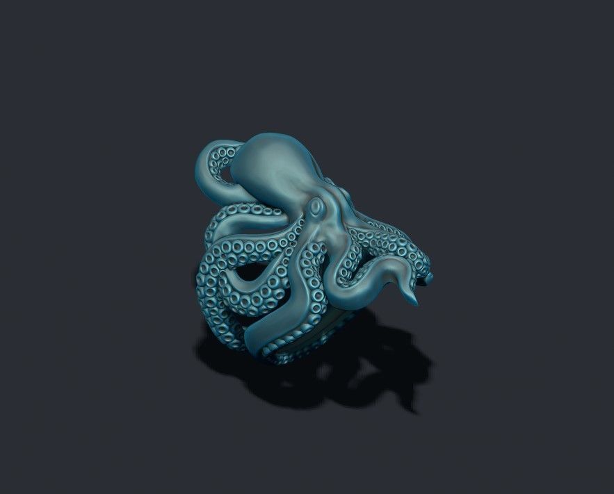 Octopus ring 3D print model_1