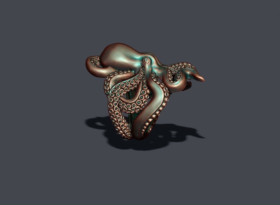 Octopus ring 3D print model_7
