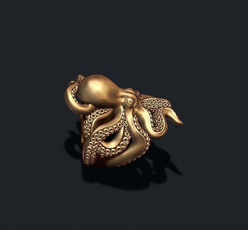 Octopus ring 3D print model_3
