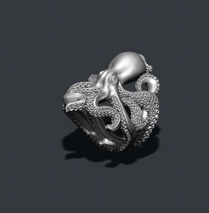 Octopus ring 3D print model_8