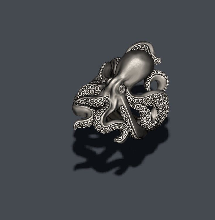 Octopus ring 3D print model_4