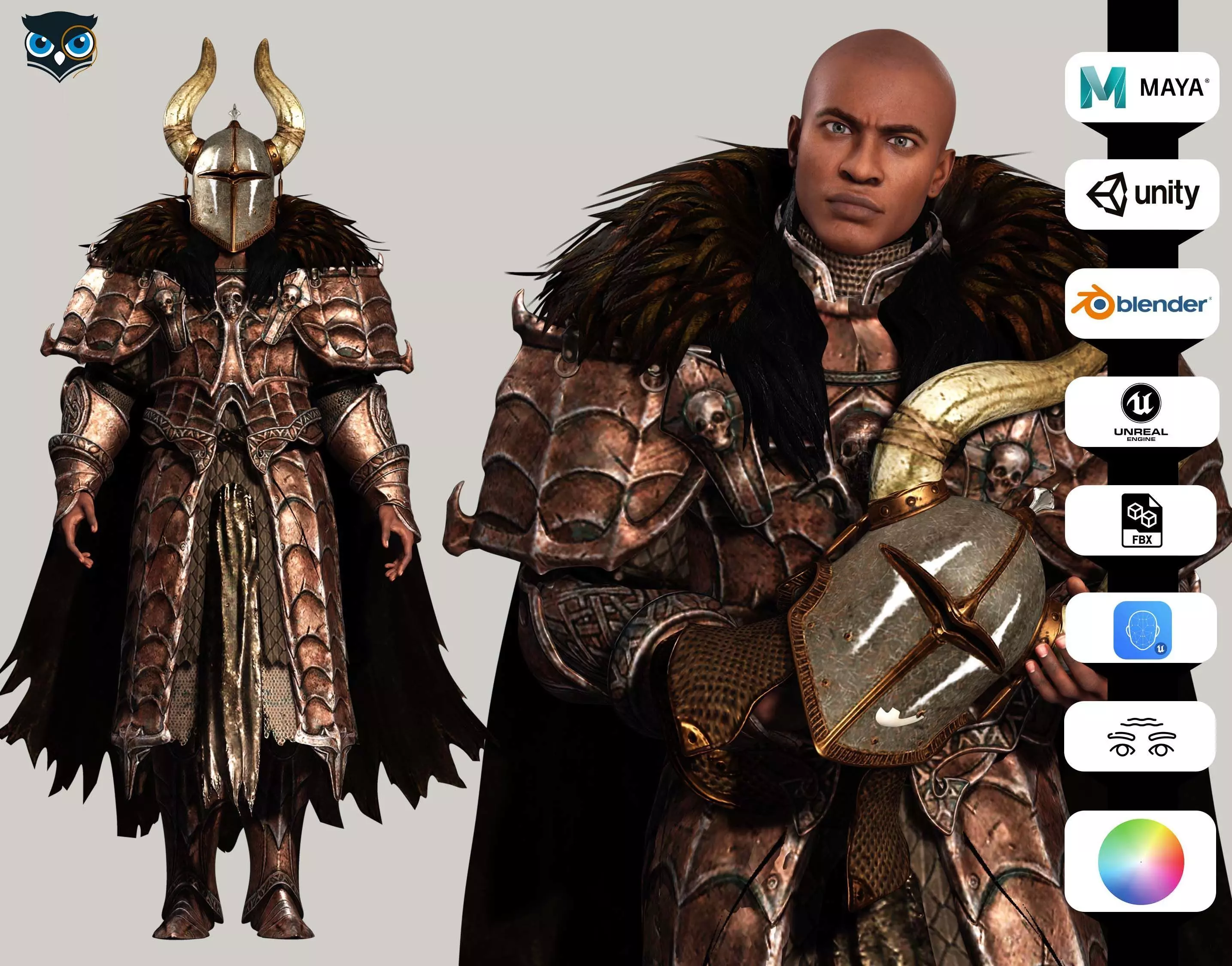 Marcus - Guardian of Thrones Game-Ready Character Low-poly 3D model_0