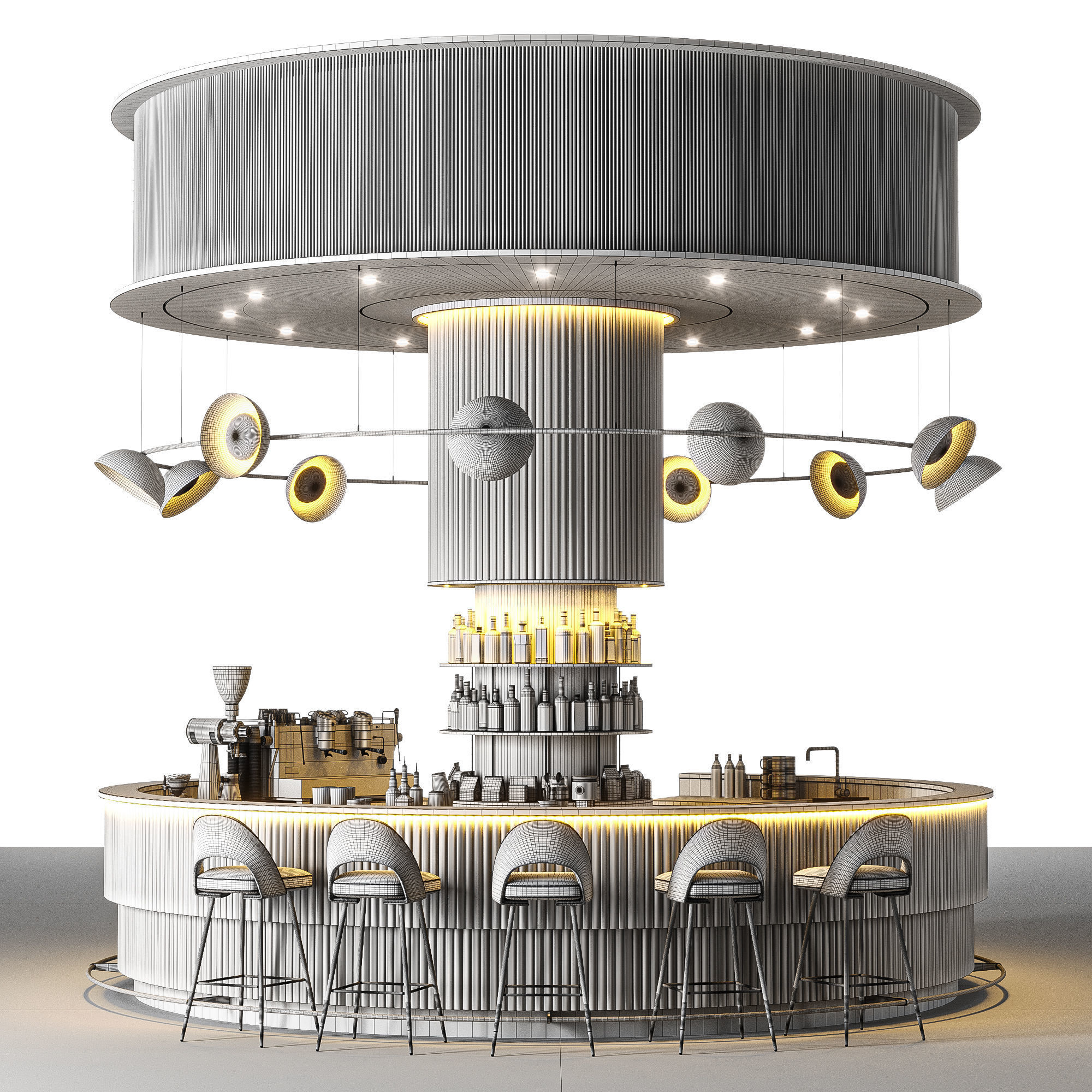 White Bar 3D model_3