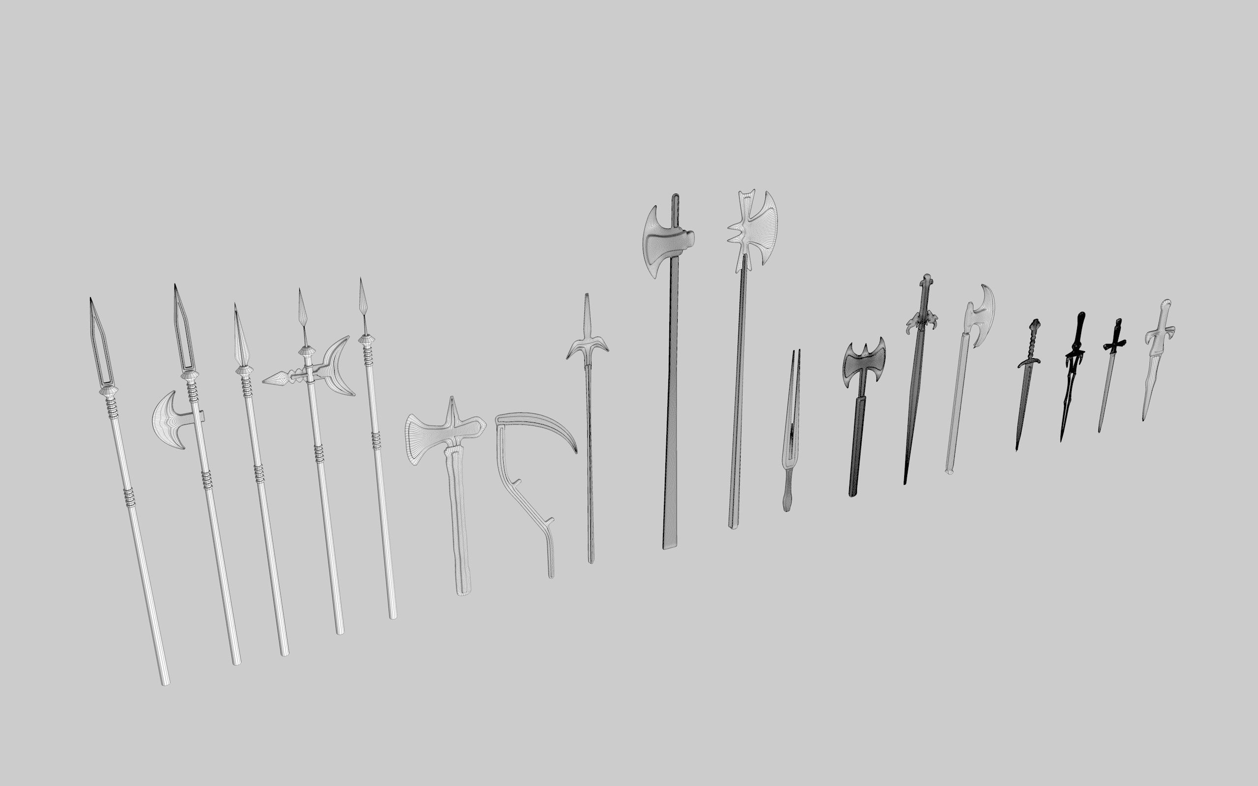  MEDIEVAL SPEAR AND SWORD 17 PIECES PACK Low-poly 3D model_30