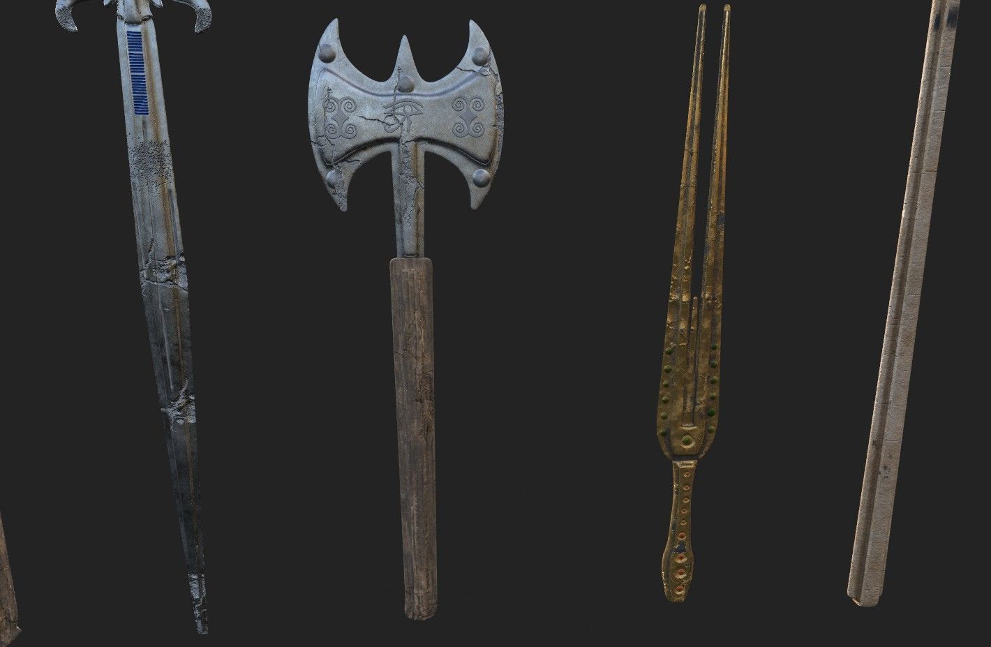  MEDIEVAL SPEAR AND SWORD 17 PIECES PACK Low-poly 3D model_15