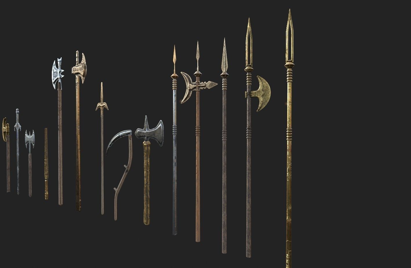  MEDIEVAL SPEAR AND SWORD 17 PIECES PACK Low-poly 3D model_26