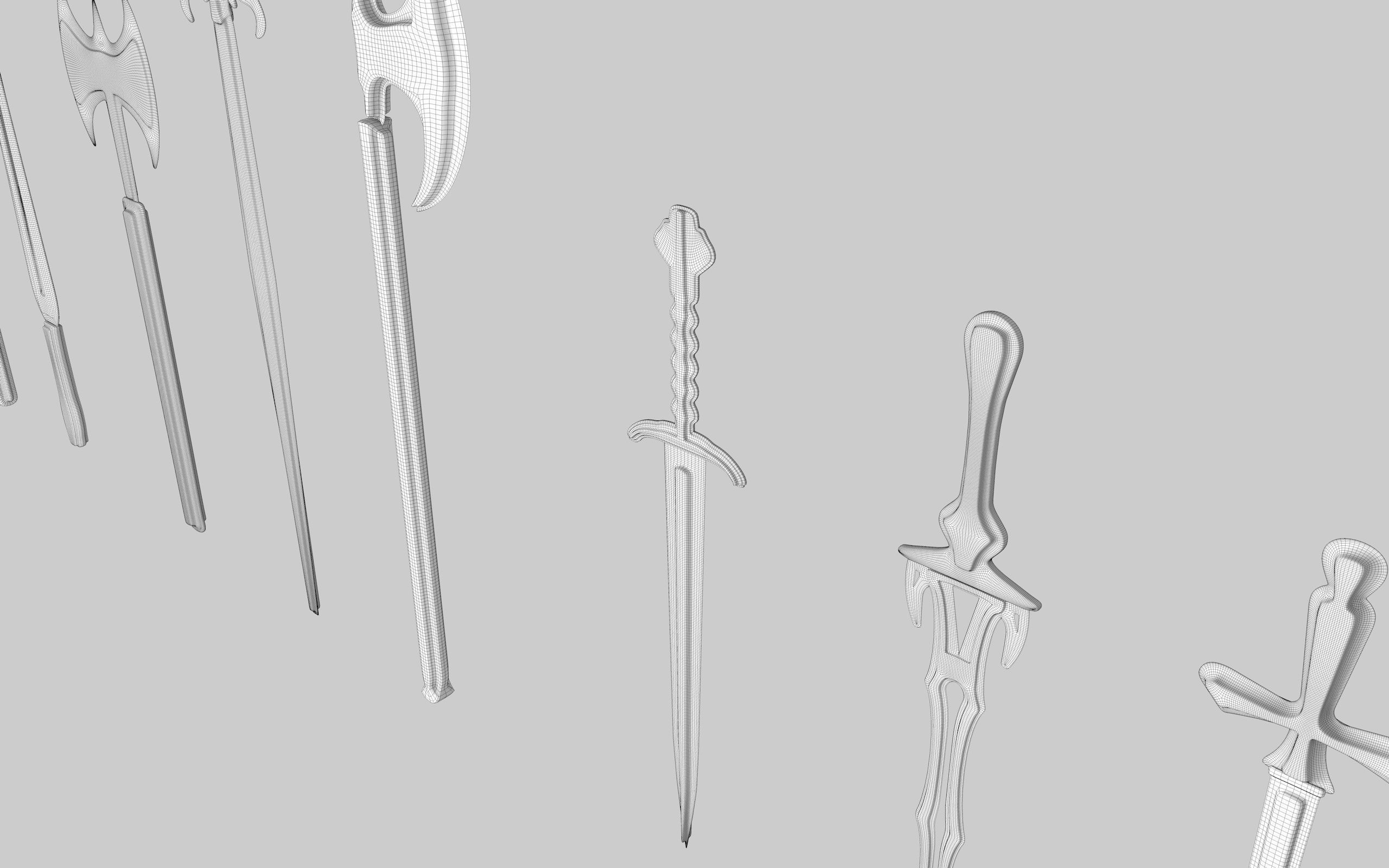  MEDIEVAL SPEAR AND SWORD 17 PIECES PACK Low-poly 3D model_44