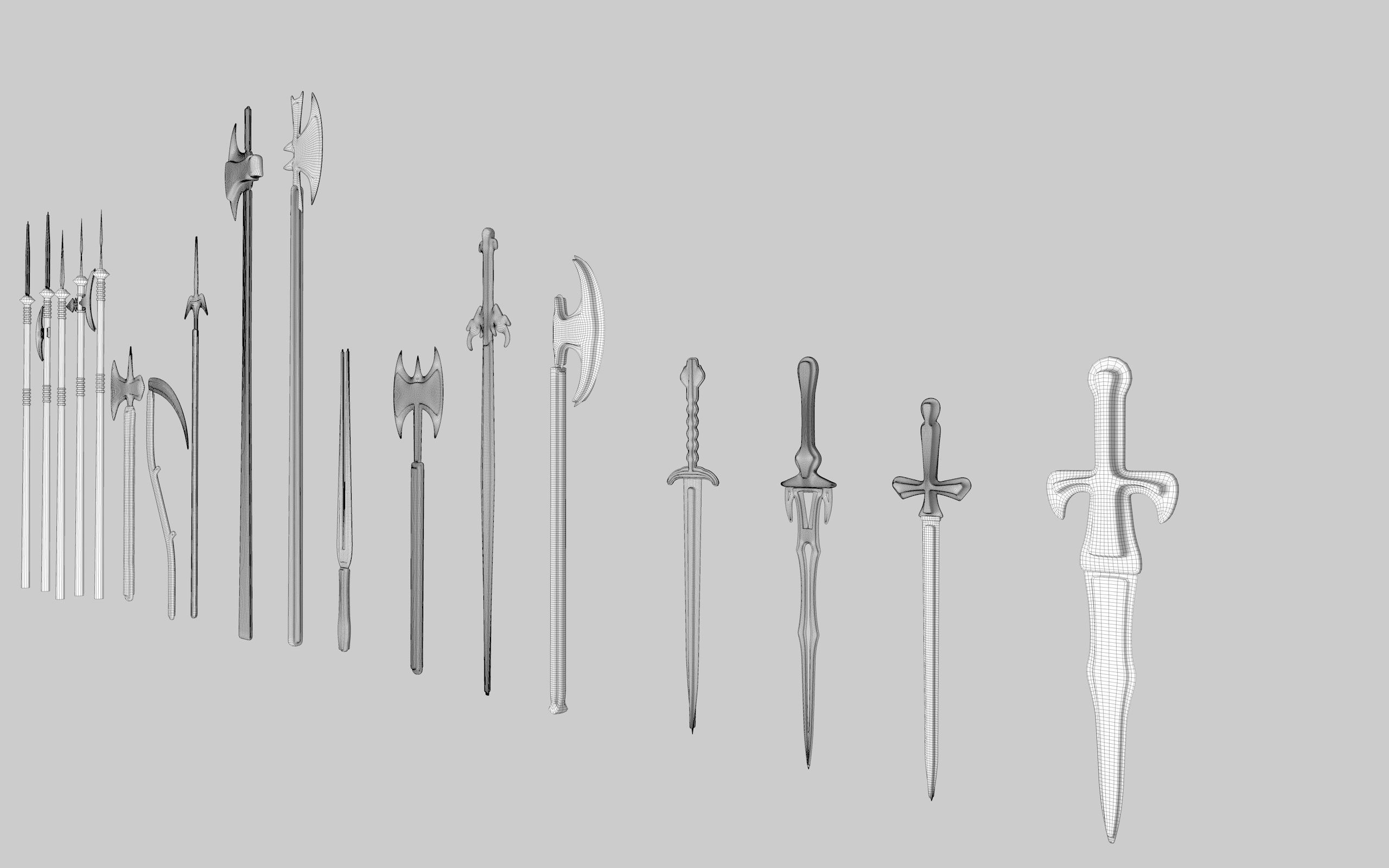  MEDIEVAL SPEAR AND SWORD 17 PIECES PACK Low-poly 3D model_40