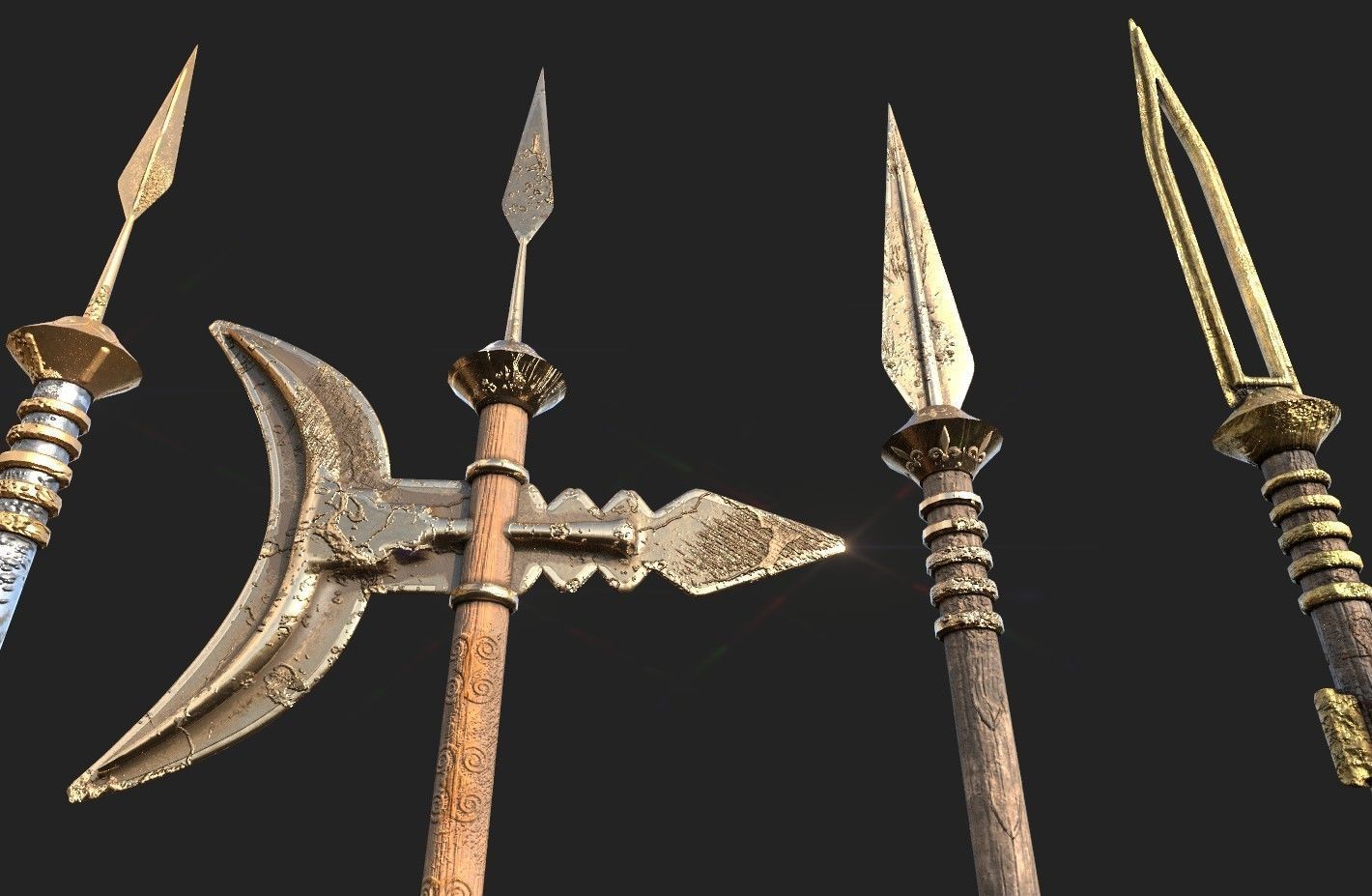  MEDIEVAL SPEAR AND SWORD 17 PIECES PACK Low-poly 3D model_4