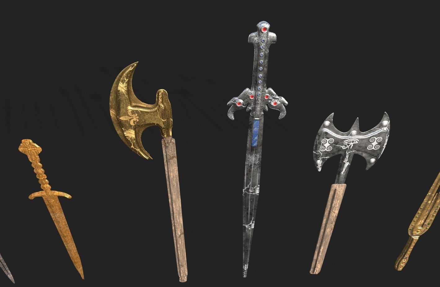  MEDIEVAL SPEAR AND SWORD 17 PIECES PACK Low-poly 3D model_16