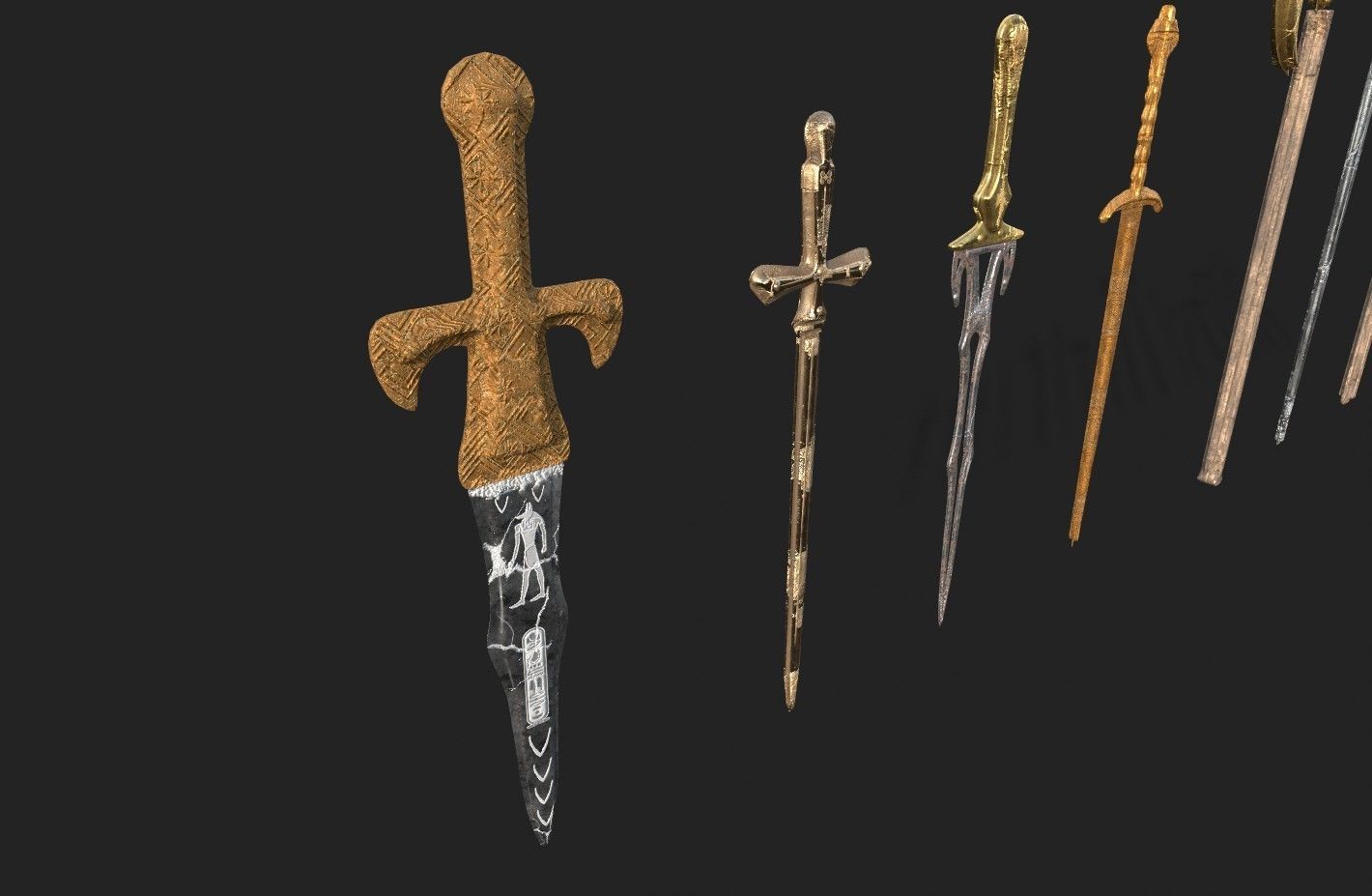  MEDIEVAL SPEAR AND SWORD 17 PIECES PACK Low-poly 3D model_19