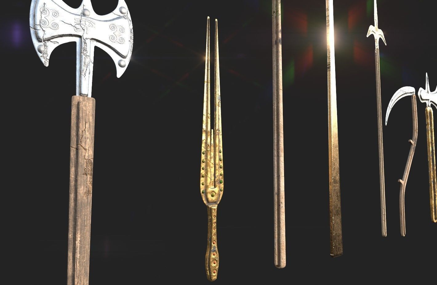  MEDIEVAL SPEAR AND SWORD 17 PIECES PACK Low-poly 3D model_13