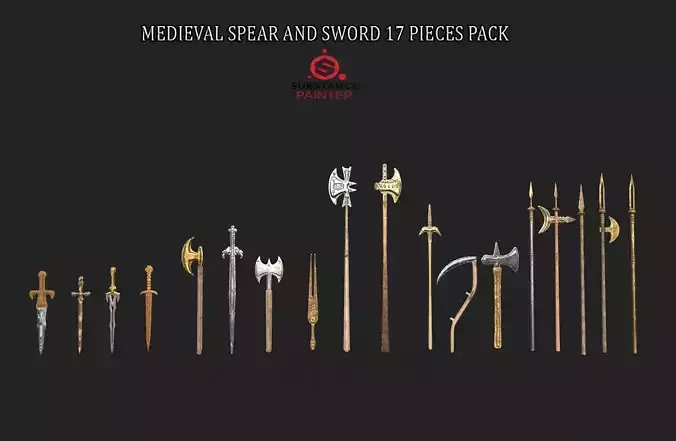  MEDIEVAL SPEAR AND SWORD 17 PIECES PACK