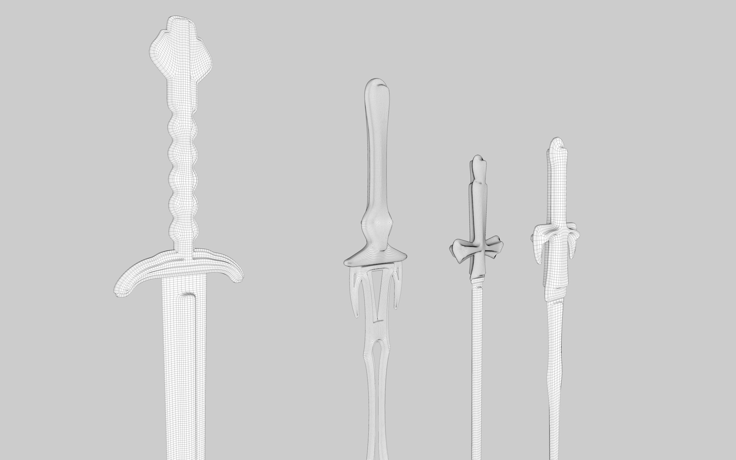  MEDIEVAL SPEAR AND SWORD 17 PIECES PACK Low-poly 3D model_46