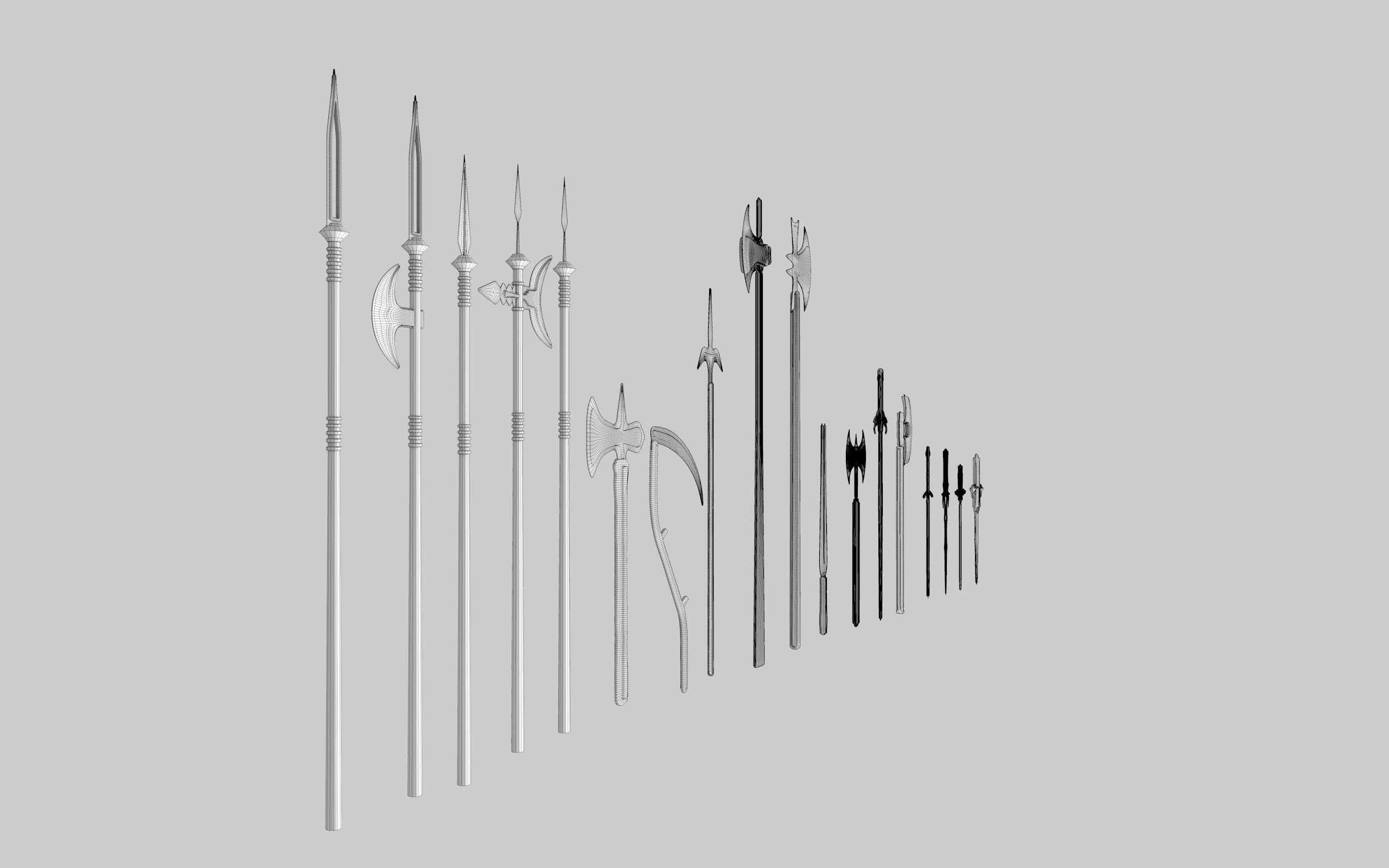  MEDIEVAL SPEAR AND SWORD 17 PIECES PACK Low-poly 3D model_29