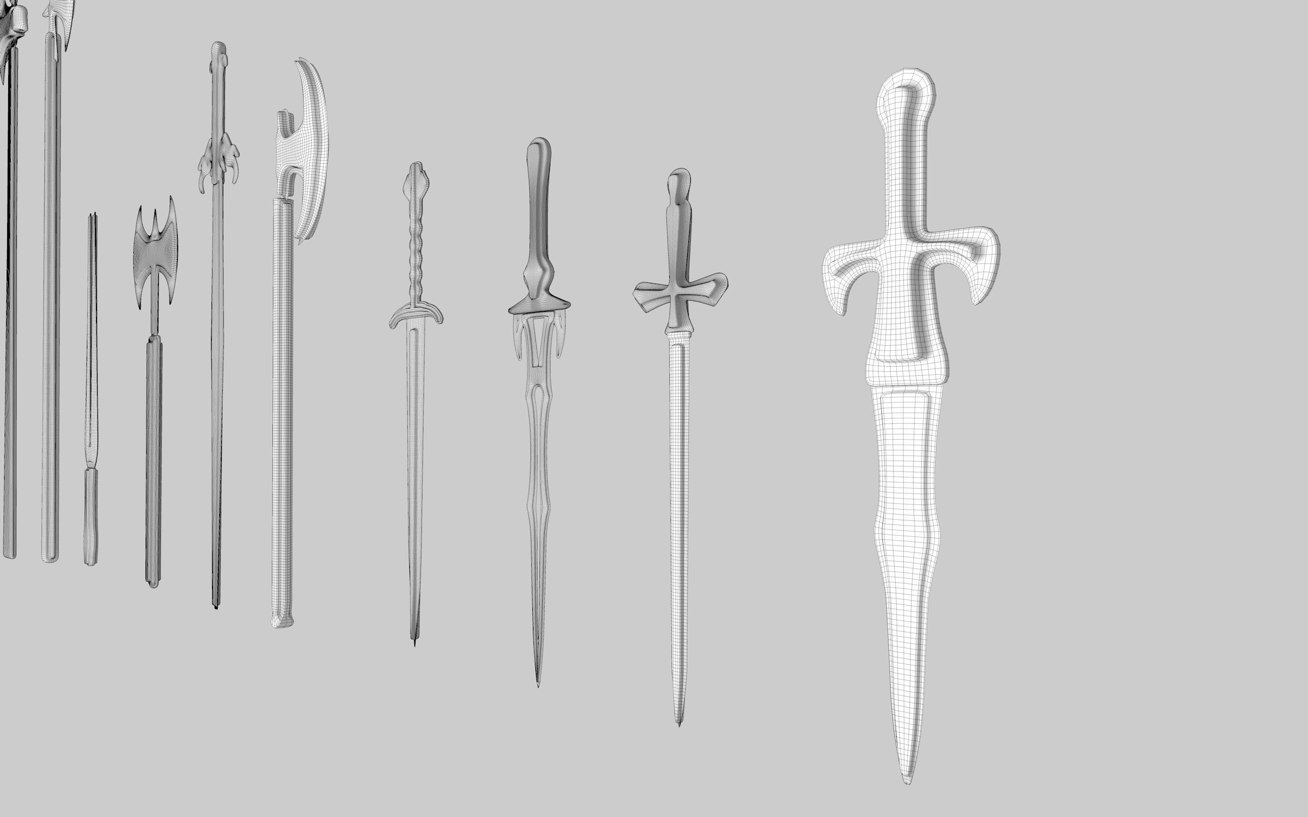  MEDIEVAL SPEAR AND SWORD 17 PIECES PACK Low-poly 3D model_41