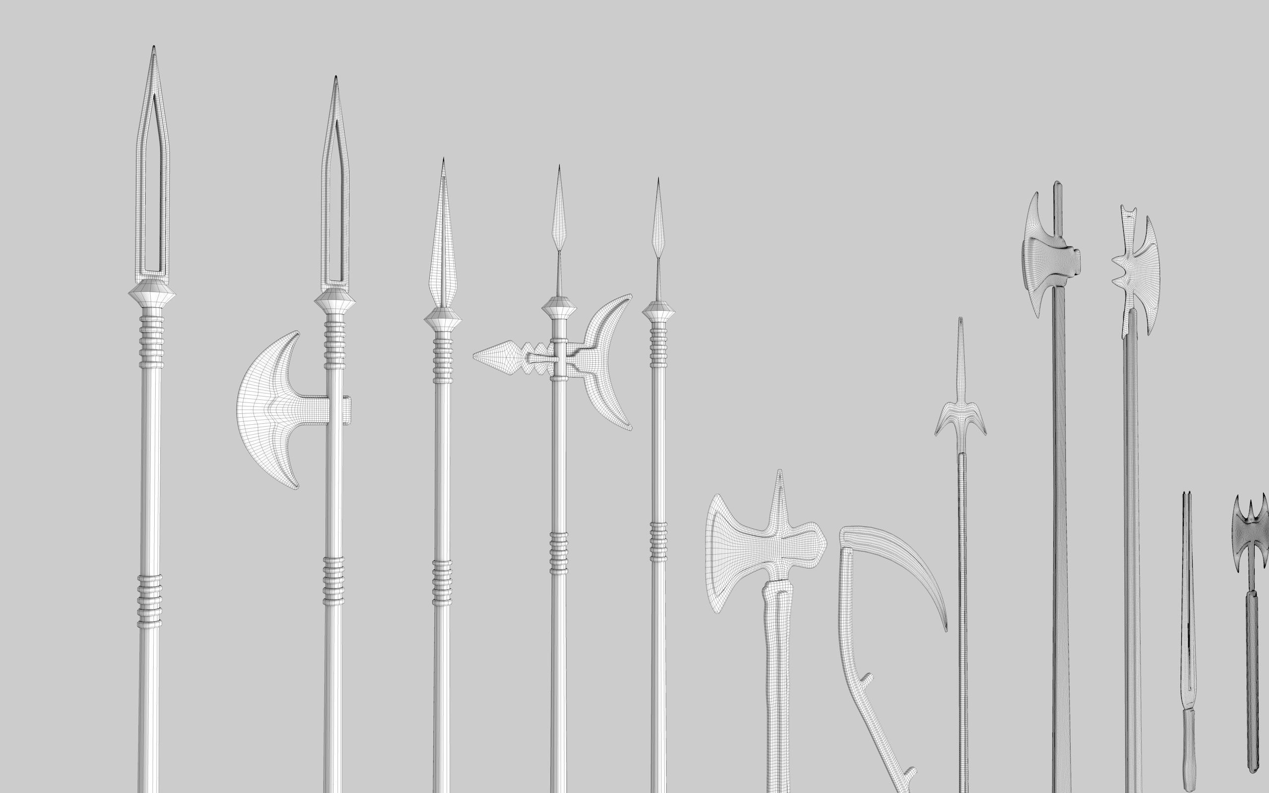  MEDIEVAL SPEAR AND SWORD 17 PIECES PACK Low-poly 3D model_31