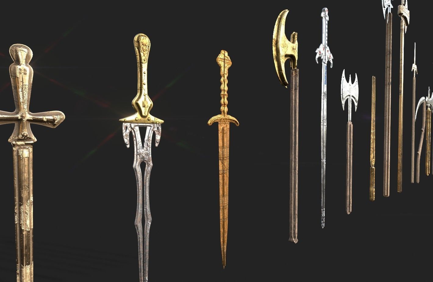  MEDIEVAL SPEAR AND SWORD 17 PIECES PACK Low-poly 3D model_17