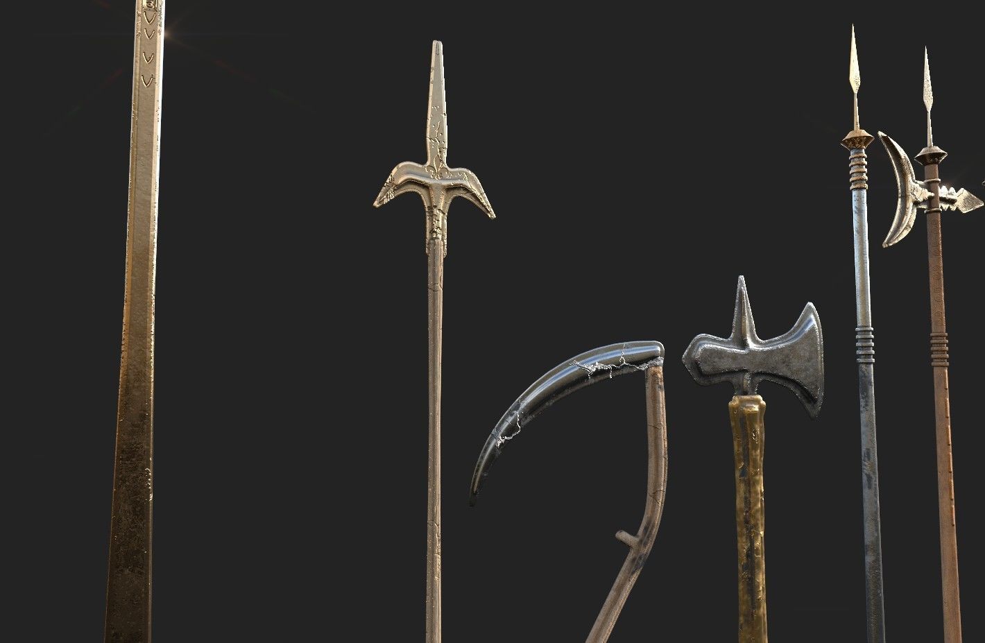  MEDIEVAL SPEAR AND SWORD 17 PIECES PACK Low-poly 3D model_10