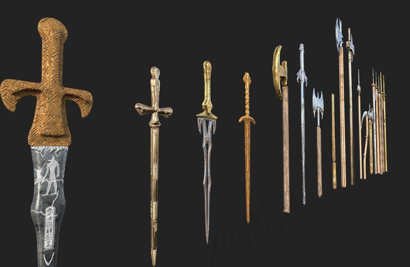  MEDIEVAL SPEAR AND SWORD 17 PIECES PACK Low-poly 3D model_20
