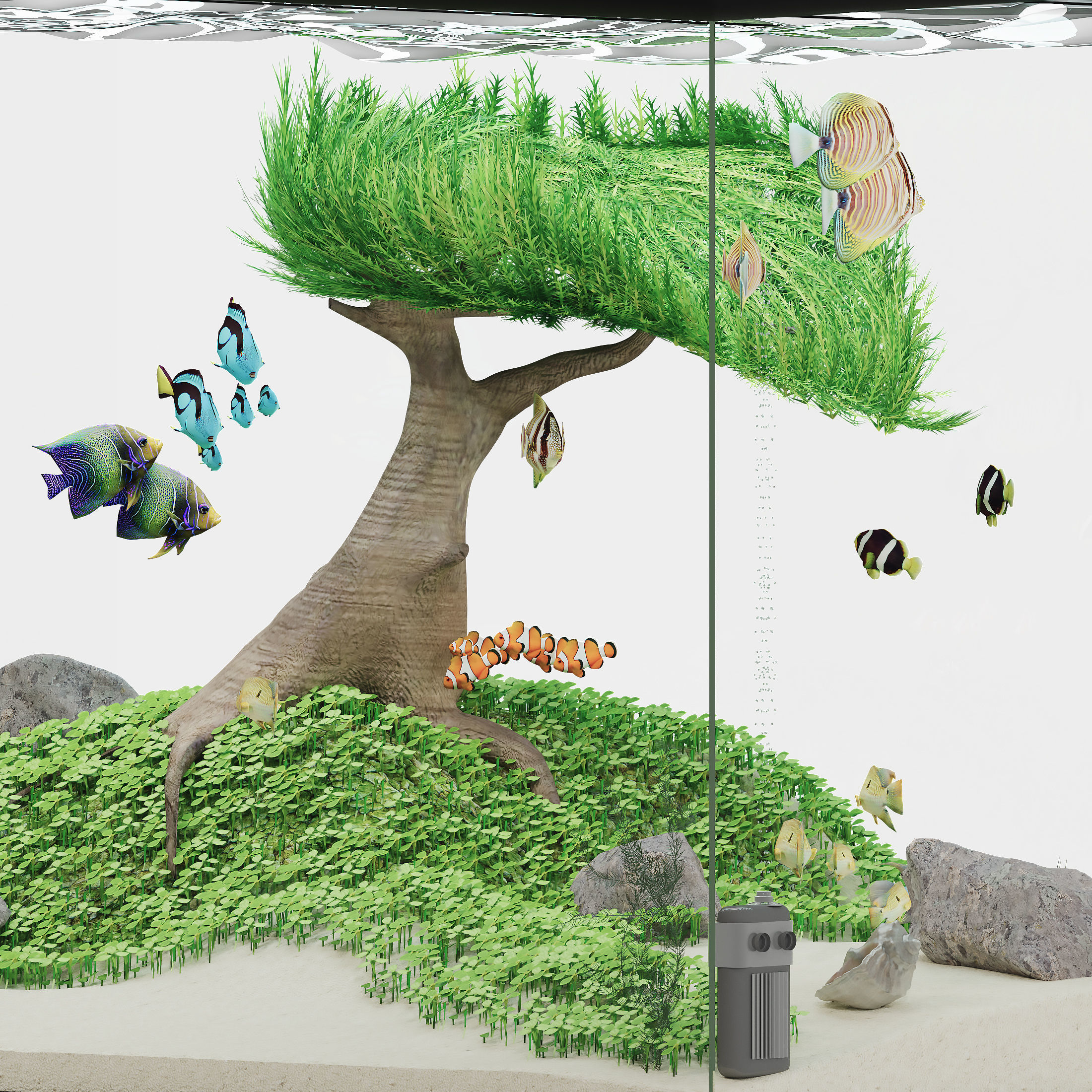 Aquascape Ryoboku Low-poly 3D model_5