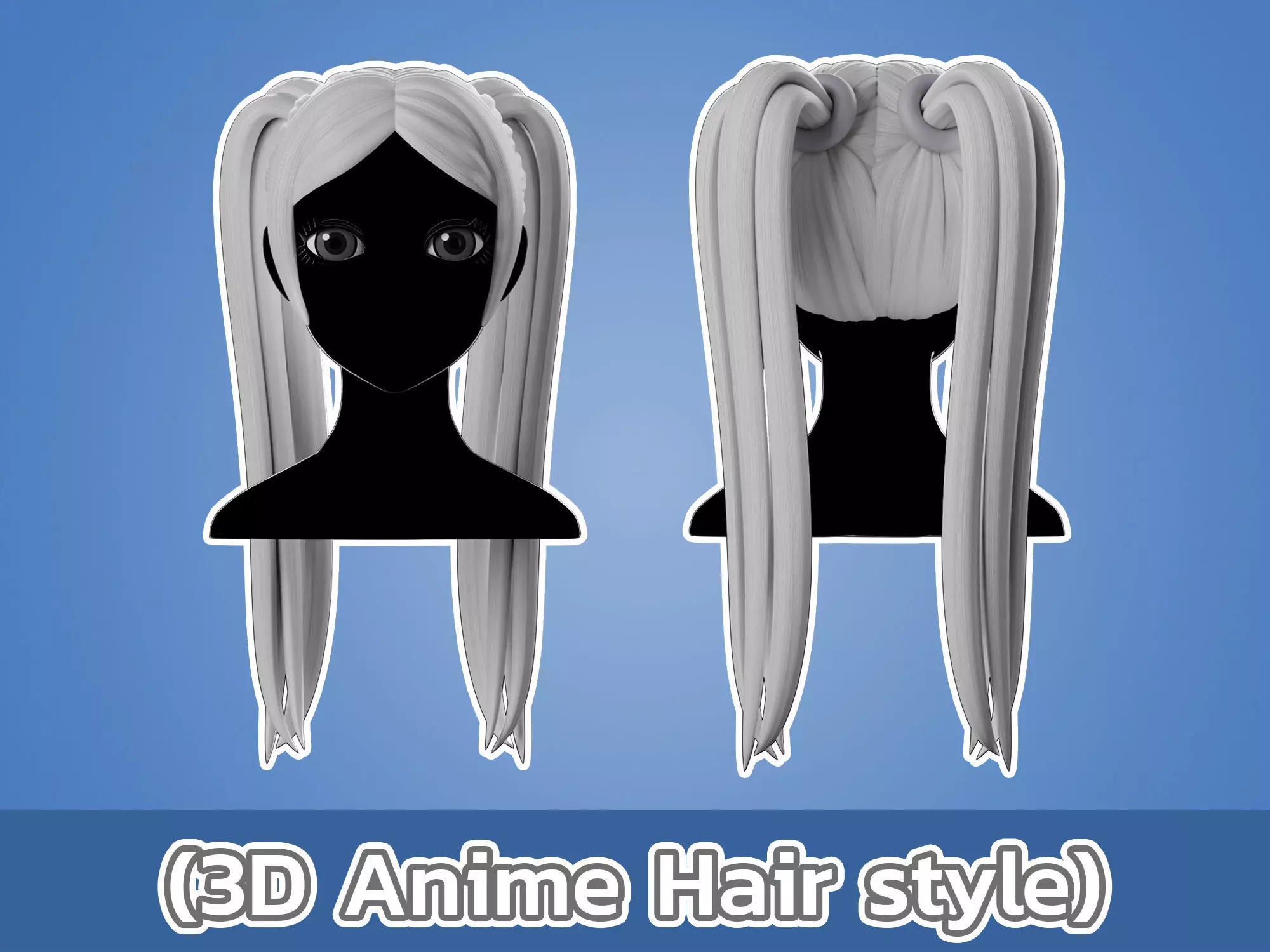Anime hair style 02 Low-poly 3D model
