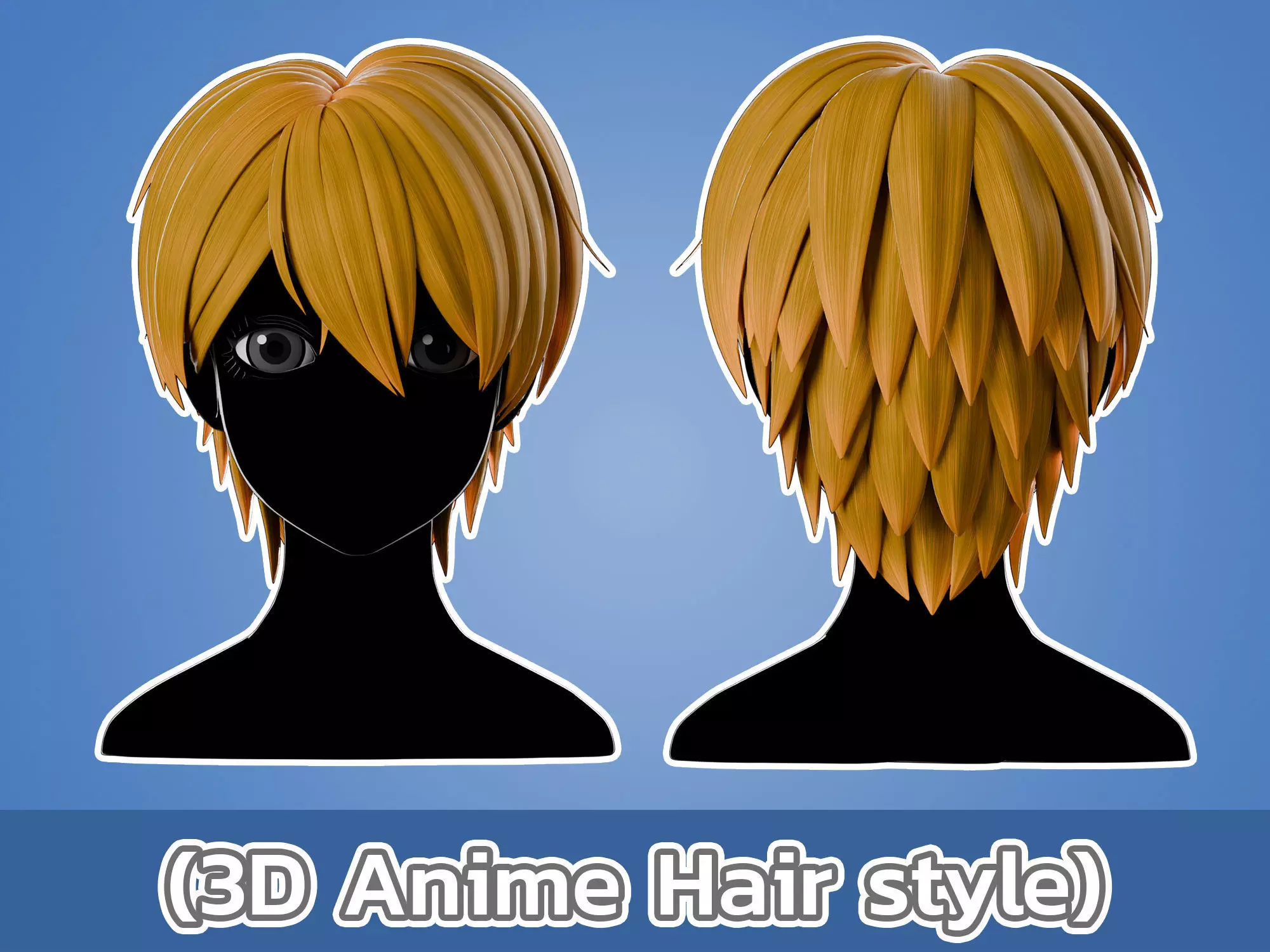 Anime hair style 03 Low-poly 3D model