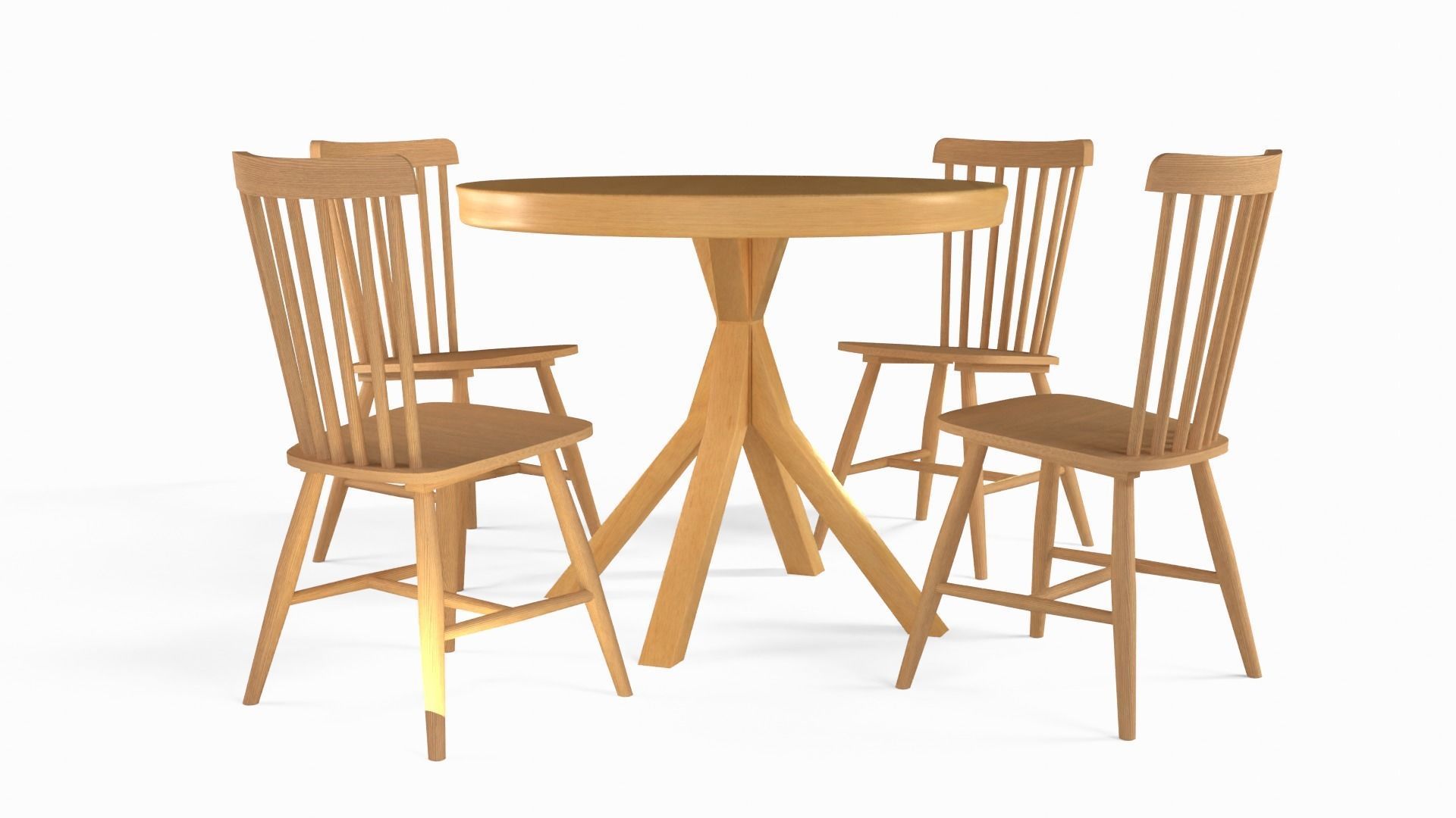 Luxury Dining Round Table and Chairs Set Low-poly 3D model_4