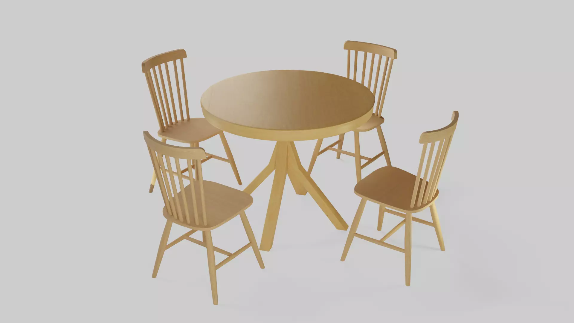 Luxury Dining Round Table and Chairs Set Low-poly 3D model_0