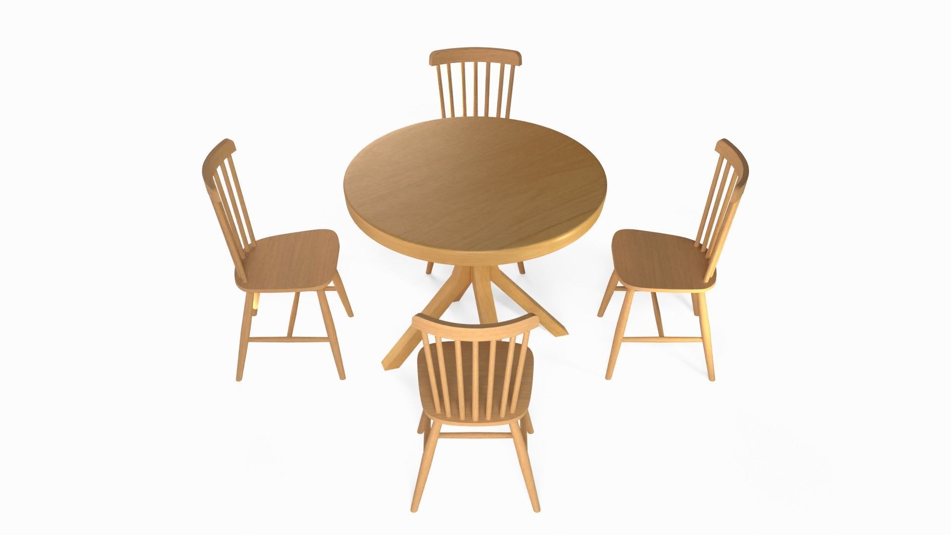 Luxury Dining Round Table and Chairs Set Low-poly 3D model_2