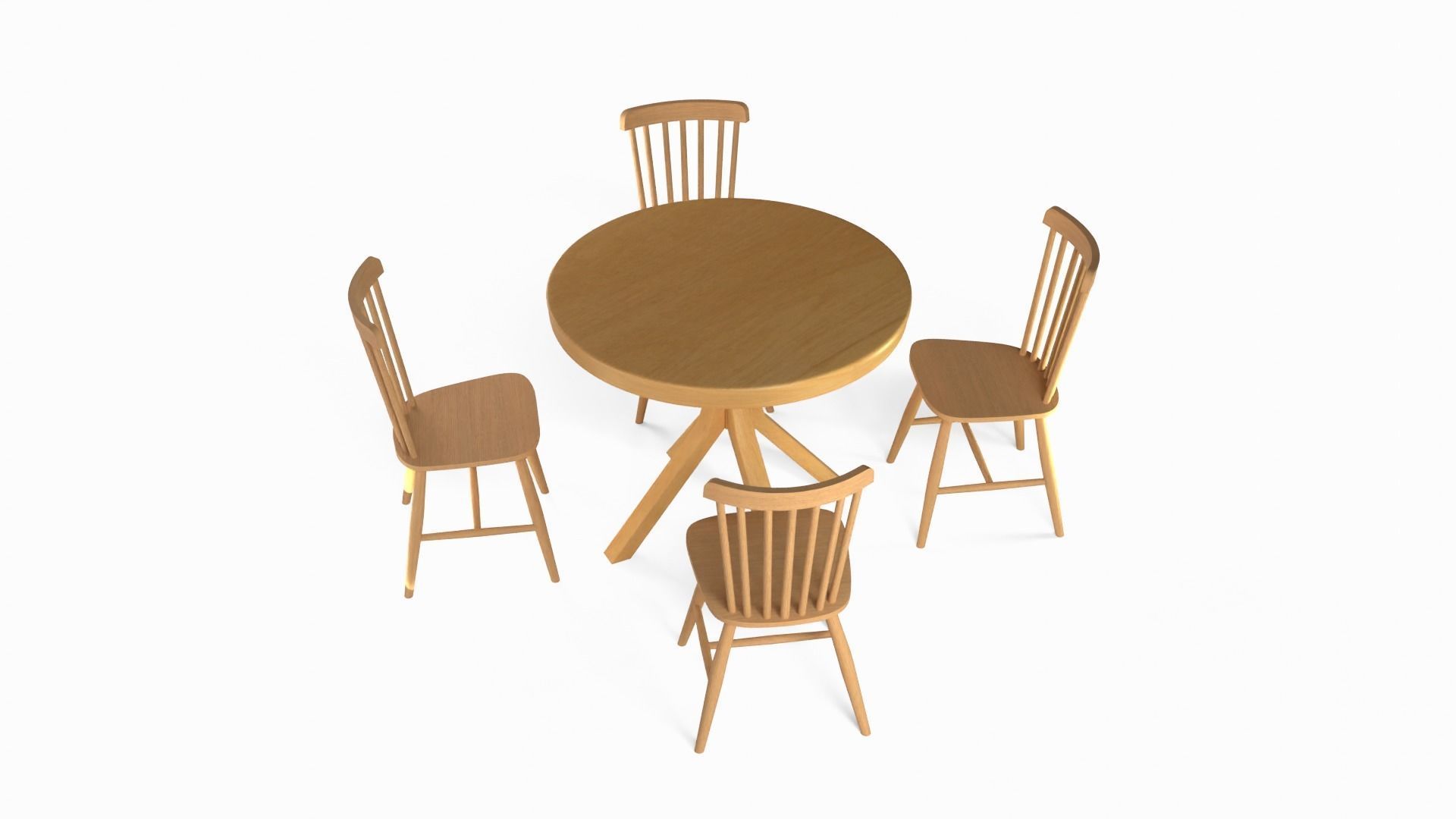 Luxury Dining Round Table and Chairs Set Low-poly 3D model_3