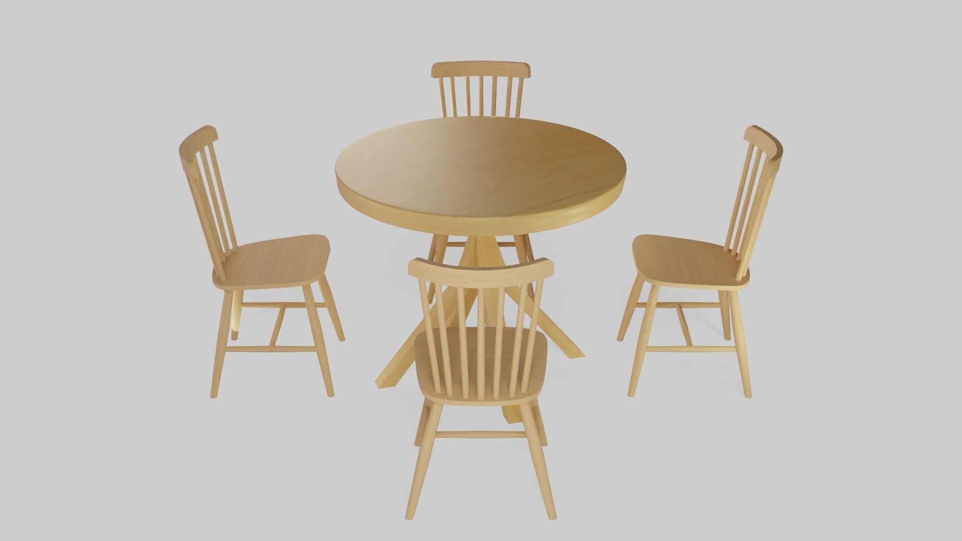 Luxury Dining Round Table and Chairs Set Low-poly 3D model_8