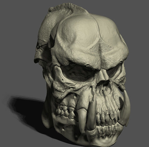 Realistic Orc Skull quarter scale 3D print model
