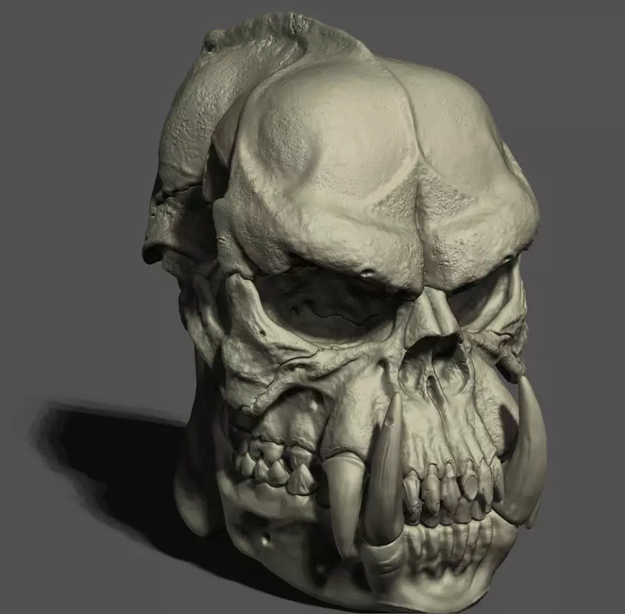 Realistic Orc Skull quarter scale 3D print model
