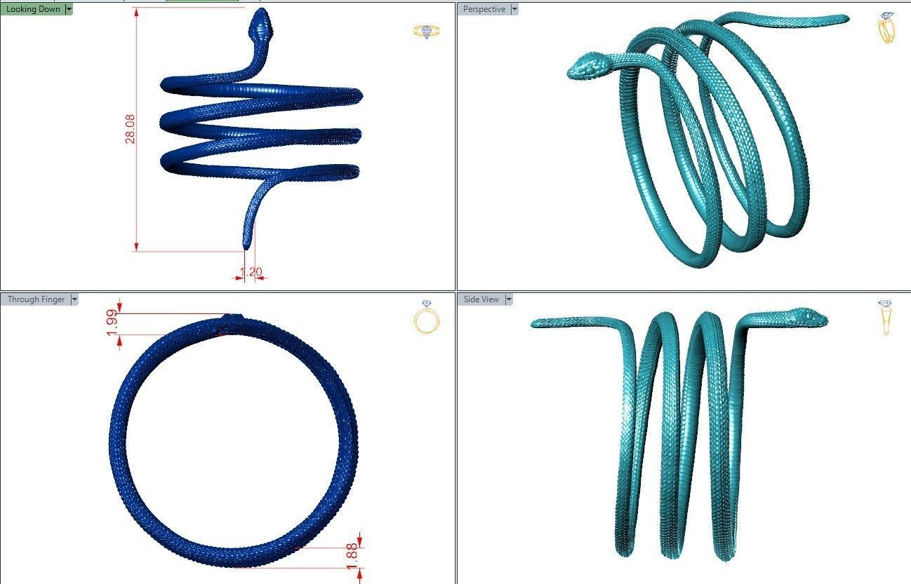 Snake wrap around ring 3D print model_9