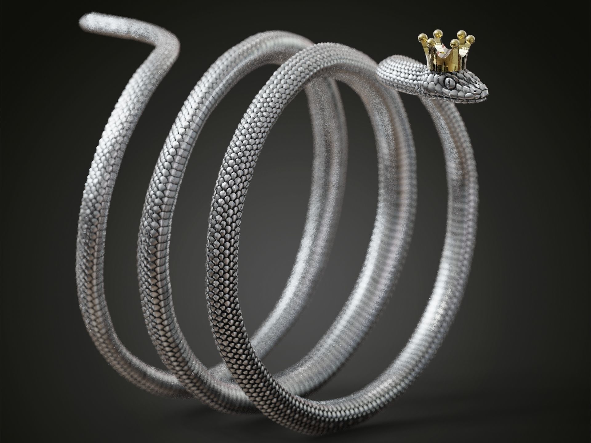 Snake wrap around ring 3D print model_1