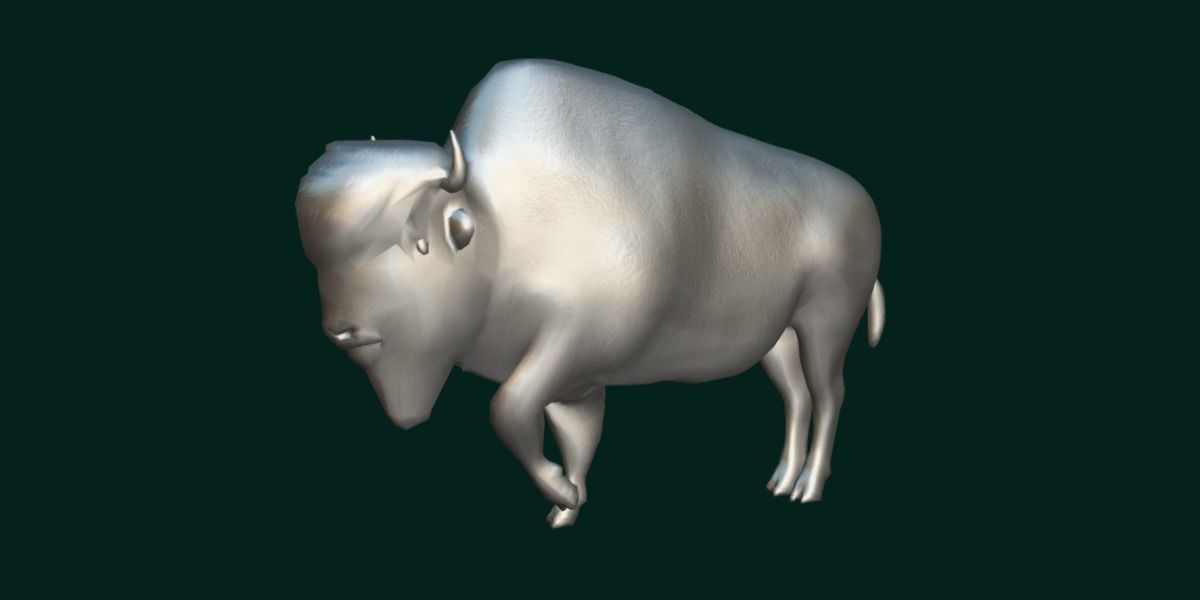 Wood Bison Mammal Low-poly 3D model_17
