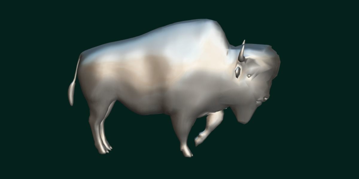 Wood Bison Mammal Low-poly 3D model_16